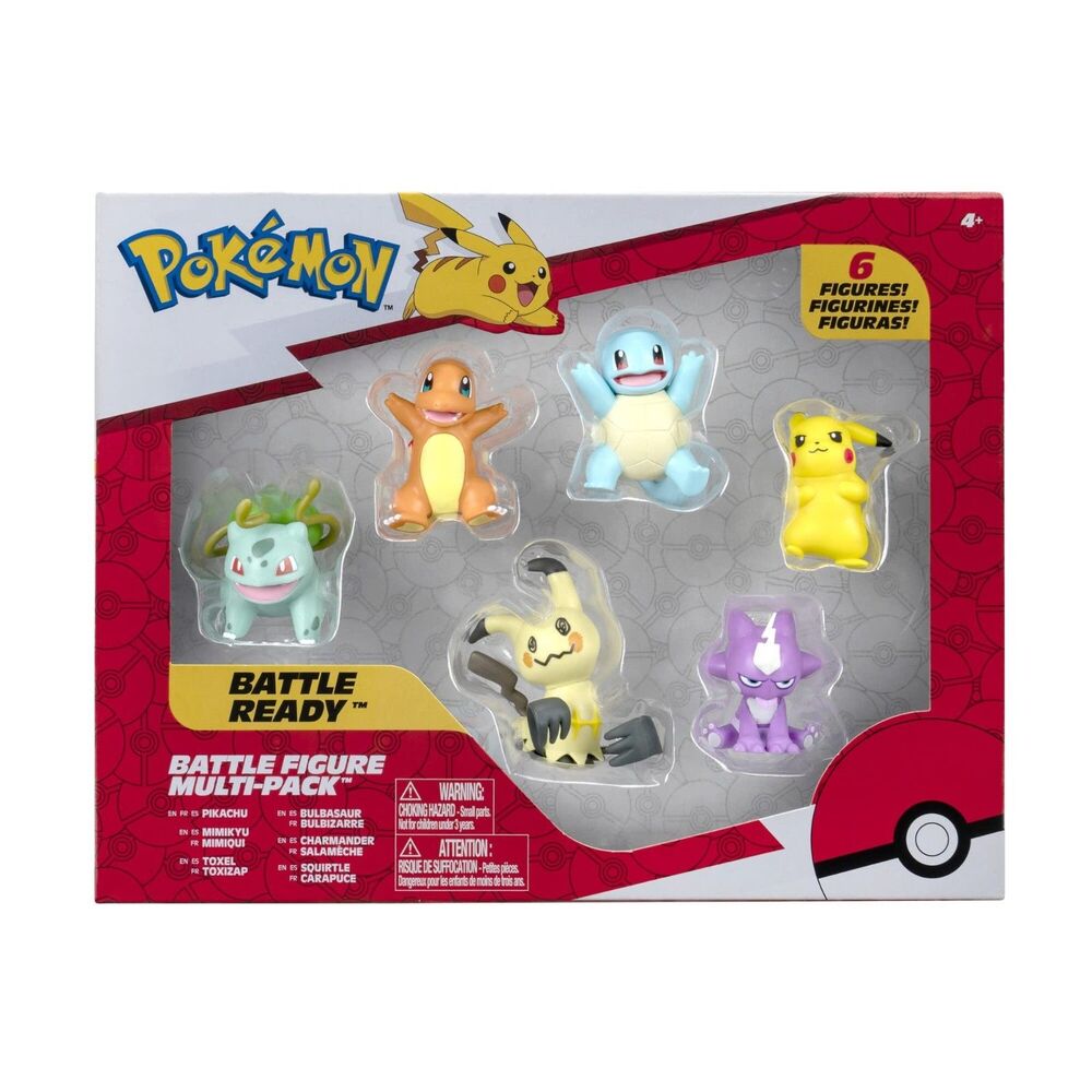 💥Pokemon battle ready figure set Pikachu Bulbasaur Charmander Squirtle Mimikyu